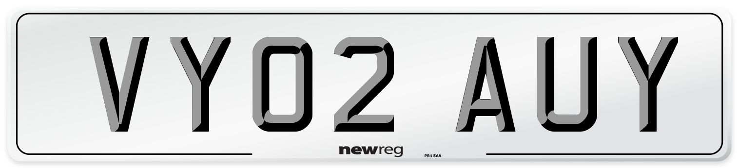 VY02 AUY Number Plate from New Reg